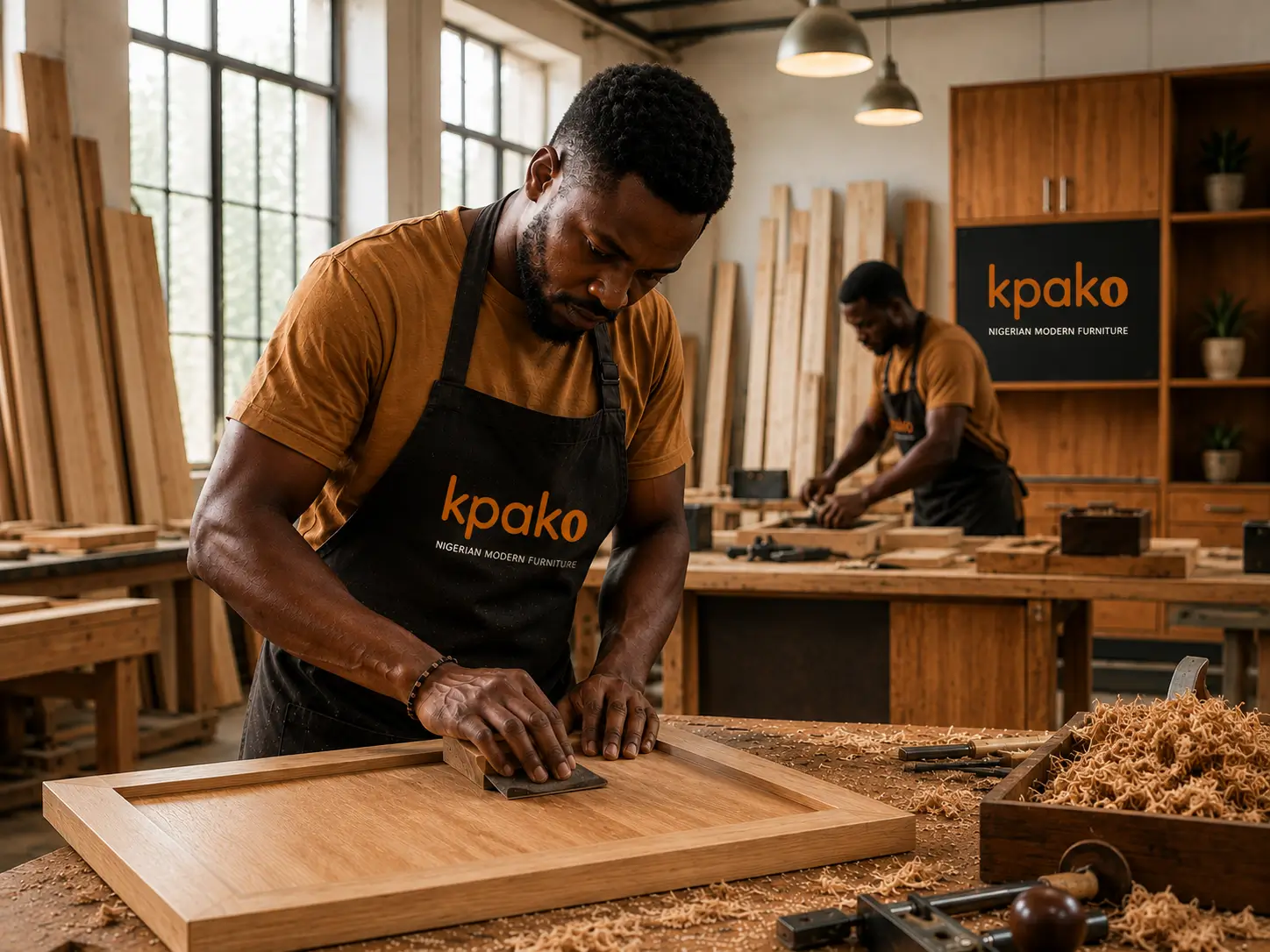 KPAKO craftsmen working in the furniture workshop